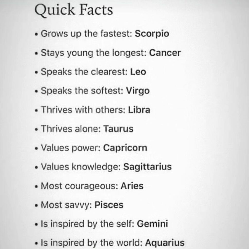 Quick Astrological Facts: the Unique Traits of Each Zodiac Sign